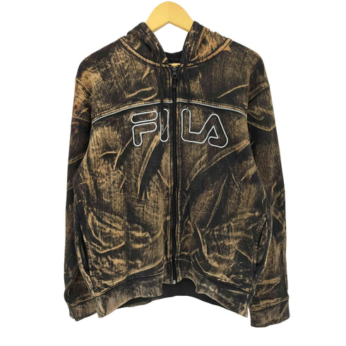 フィラスポーツ FILA SPORTS フロントロゴ ブリーチ加工ジップアップパーカー メンズ JPN:M